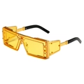 Gafas de sol steampunk rectangulares con montura de metal dorado y lentes amarillas - Montura Dorada Lentes Amarillas