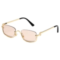 Hip-hop small frame square semi-rimless sunglasses in gold metal with light brown lenses - Gold Frame Champagne