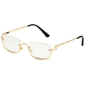 Golden metal semi-rimless rectangular glasses frames with comfortable black ear tips - Gold Frame Clear Lens