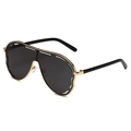 Überdimensionale Gold-Aviator-Sonnenbrille mit schwarzen Gläsern und Wellendesign - Goldener Rahmen Graue Gläser