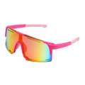 Roze sport zonnebril met regenboog gepolariseerde glazen voor wielrennen en outdoor - Roze Frame / Rode Spiegel