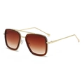 Classic square gold metal sunglasses with brown gradient lenses and double bridge design - Gold Frame Brown Rim Gradient Brown Lens [Polarized]