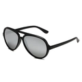 Black pilot polarized fishing sunglasses with silver mirrored lenses and double bridge frame - Black Frame Silver Mirror