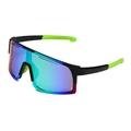 Outdoor sports cycling sunglasses with rainbow polarized lens and black neon green frame - Black Frame Green Mirror Lens