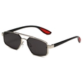 Lunettes de soleil polygonales en métal argenté avec verres polarisés gris foncé - Monture Argent Verres Gris