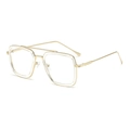 Polarized square sunglasses in gold metal and transparent frames with double bridges - Gold Frame Transparent Rim Clear Lens