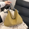 Sac fourre-tout en velours côtelé jaune moutarde avec poignées en corde tressée - Kaki