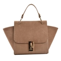 Borsa marrone in ecopelle coccodrillo con dettagli in scamosciato e chiusura dorata - Cachi
