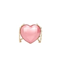 Sac à bandoulière rose en forme de cœur avec facettes géométriques et chaîne dorée - Rose