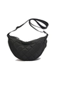 Black quilted crescent crossbody bag with adjustable strap and diamond lattice pattern - Small / Black