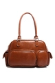 Donkerbruine vintage PU-leren crossbodytas met ontwerp met meerdere zakken en handvat - Bruin