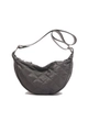 Dark grey quilted dumpling bag with adjustable strap and waterproof nylon finish - Small / Gray