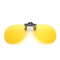 Polarized yellow night vision clip-on lenses for driving with gray metal bridge - Polarized Night Vision