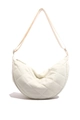 Borsa a mezzaluna trapuntata bianco crema con tracolla regolabile e motivo a rombi - Grande / Bianco