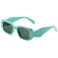 Modern mint green square sunglasses with thick geometric frames and dark lenses - Green Frame Dark Green Lens