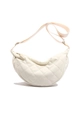 Elegante borsa a tracolla trapuntata bianco crema con cinturino regolabile e rombi - Piccolo / Bianco