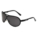 Retro oversized aviator sunglasses with integrated black frame and dark grey one-piece lens - Black Frame Grey Lens