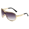 Retro oversized aviator sunglasses with gold metal frame and purple gradient lenses - Gold Frame Double Grey