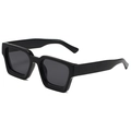 Klassische schwarze quadratische Sonnenbrille mit dickem Rahmen aus 45-Grad-Winkel - Glänzend Schwarz/Graue Linse