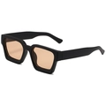 Retro-Sonnenbrille mit dickem quadratischem Rahmen in Mattschwarz und bernsteinfarben - Matt Schwarz/Champagner Gläser