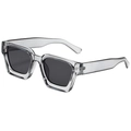 Moderne quadratische Sonnenbrille in Transparentgrau mit dickem Rahmen und dunklen Gläsern - Transparenter Grauer Rahmen Graue Gläser