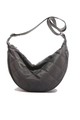 Borsa a tracolla trapuntata grigio scuro con finitura satinata e cinturino regolabile - Grande / Grigio