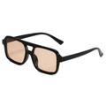 Classic square frame aviator sunglasses with double bridge and tinted lenses in black - Black Frame Light Brown Lens