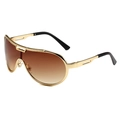 Oversized aviator sunglasses with gold metal frame and brown gradient lenses - Gold Frame Double Tea