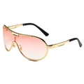Retro oversized aviator sunglasses with gold hollow frames and pink gradient lenses - Gold Frame Pink Gradient