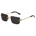 Fashion rimless rectangular sunglasses with gold twist metal temples on a white background - Gold Frame Gray Lens