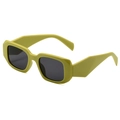 Retro rectangle sunglasses with thick olive green frames and angular geometric design - Matte Green / Grey Lenses