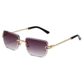 Frameless square sunglasses with purple gradient lenses and gold twisted metal temples - Gold Frame Double Grey