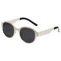Lunettes de soleil cyberpunk ovales avec monture en métal doré et verres gris foncé - Monture Argentée Verre Gris