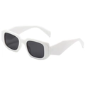 Modern white rectangular sunglasses with thick frames and dark lenses in a trendy style - Solid White Frame Gray Lens