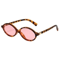 Retro oval tortoiseshell glasses frame with decorative pink tinted lenses and metal rivets - Tortoise Frame Pink Lens