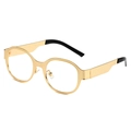 Lunettes de soleil ovales dorées au style cyberpunk avec branches sombres élégantes - Monture Dorée Verre Transparent