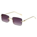 Randloze rechthoekige zonnebril met paarse gradiëntglazen en gouden metalen veren - Gouden Frame Dubbel Grijs