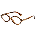 Retro oval tortoiseshell glasses frame with elegant golden metal hinge accents - Tortoise Frame Clear Lens