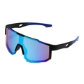 Sport cycling sunglasses with blue-purple polarized lenses and black matte frames - Black Frame Blue Mirrored Lens