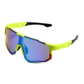 Occhiali da ciclismo sportivi giallo fluo con lenti iridescenti per corse all'aperto - Montatura Verde Specchiata Verde