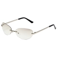 Y2K rimless oval sunglasses with silver metal temples and gradient brown lenses - Silver Frame White Mirror Lens