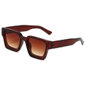 Lunettes de soleil carrées à monture épaisse marron translucide et verres dégradés thé - Monture Thé Double Thé