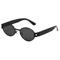 Lunettes de soleil ovales rétro avec monture noire et verres gris, vue de dessus - Monture Noire Verres Gris