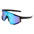 Gafas de sol deportivas negro mate con lentes degradadas de colores para ciclismo y correr - Montura Negra Lentes Espejadas Azules