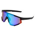 Gafas de sol deportivas para ciclismo con montura negra y lentes de espejo - Marco Negro Lente Espejo Verde