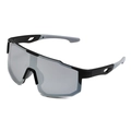 Occhiali da sole sportivi da ciclismo con montatura nera e lenti grigie ampie - Montatura Nera Specchio Argento