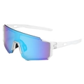 Sport cycling sunglasses with iridescent blue purple lenses and clear frame for outdoors - Transparent Blue Mirror