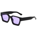 Lunettes de soleil carrées à monture épaisse noir brillant avec verres teintés violets - Noir Brillant / Lentille Violette