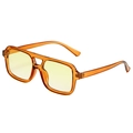Retro amber square aviator sunglasses with double bridge and yellow lenses - Transparent Tea Frame Gradient Yellow Lens