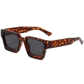 Lunettes de soleil rétro à monture épaisse rectangulaire en écaille et verres gris foncé - Léopard / Verres Gris